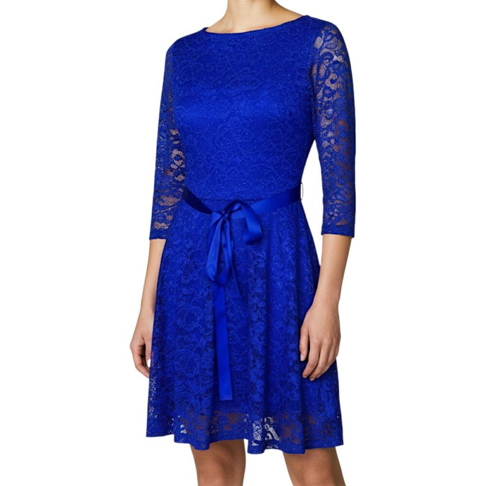 Candalite Royal Blue Glitter Lace Mini Dress Women's Size S